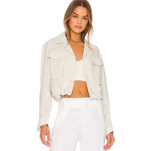 rag & bone Jackets & Blazers - Rag & Bone Womens Jacket Blazer XL Piper Stripe Linen Striped Natural & Black